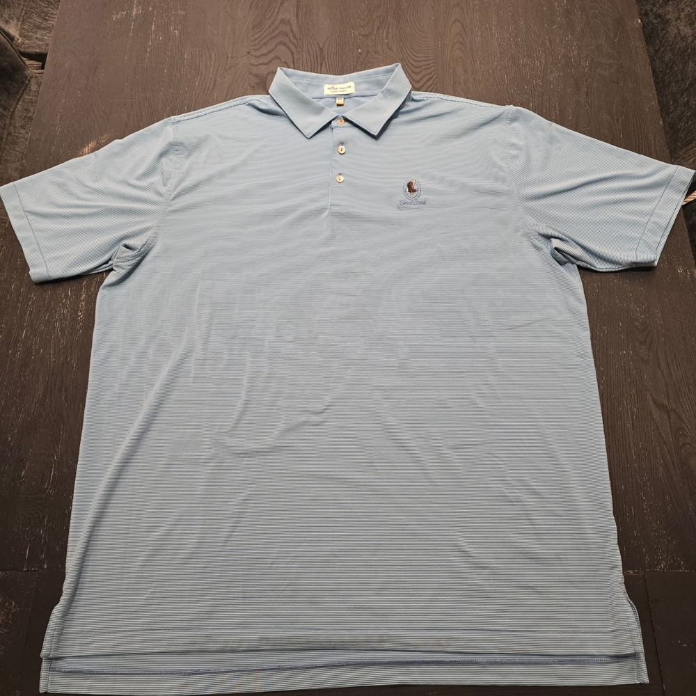 Peter Millar Summer Comfort Polo Mens XXL Blue Stripe Shoal Creek Golf Shirt - Picture 3 of 7